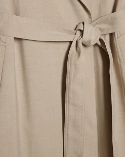 Cream Collared Long Sleeve Trench Coat