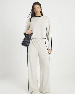 Cream Colour Block Batwing Sweatshirt