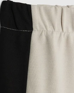 Cream Colour Block Wide Leg Trousers