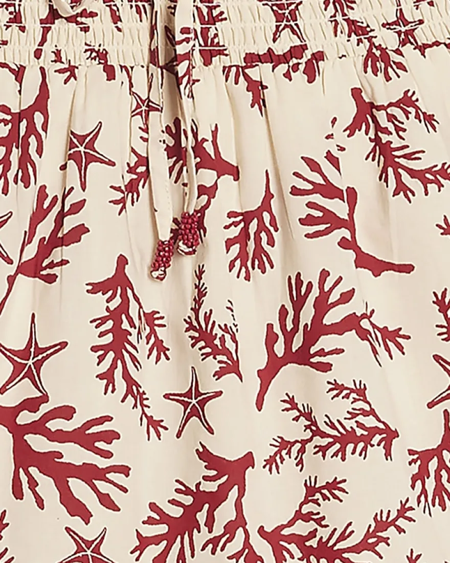 Cream Coral Print Mini Dress