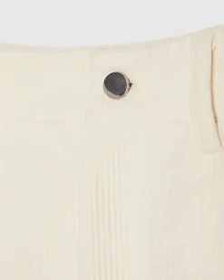 Cream Corduroy Barrel Leg Trousers