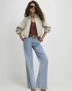 Cream Cotton Blend Harrington Jacket