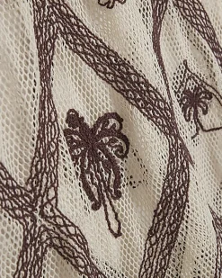 Cream Crochet Embroidered Mini Beach Dress