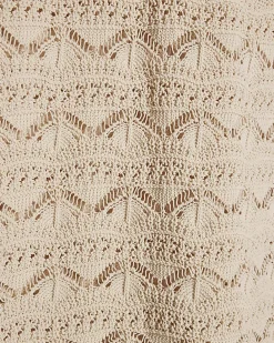 Cream Crochet Knit Boat Neck Mini Dress