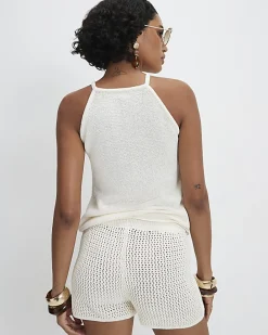 Cream Crochet Knit Short