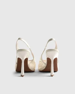 Cream Crochet Slingback Heels