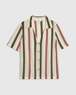 Cream Crochet Stripe Shirt