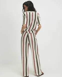 Cream Crochet Stripe Trousers