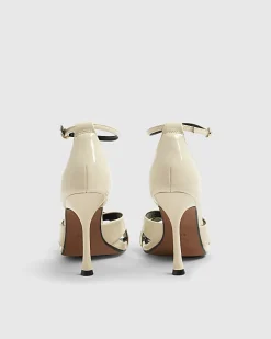 Cream Cross Over Strap Heeled Sandals