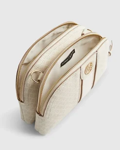 Cream Curved Top Cross Body Bag