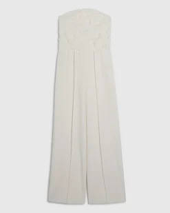 Cream 3D Flower Bandeau Jumpsuit