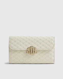 Cream Embossed Monogram Foldout Purse