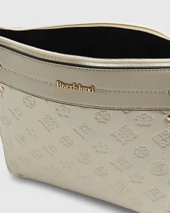 Cream Embossed Monogram Messenger Bag Bundle