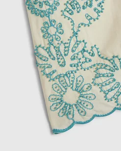 Cream Embroidered Shorts
