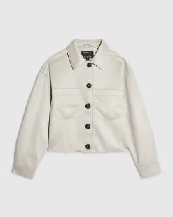 Cream Faux Suede Overshirt