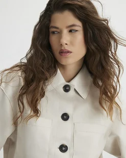 Cream Faux Suede Overshirt