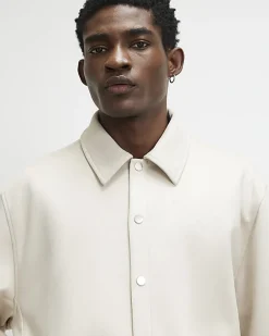 Cream Faux Suede Overshirt