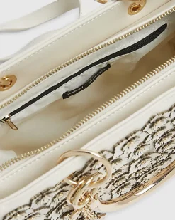 Cream Floral Applique Tote Bag