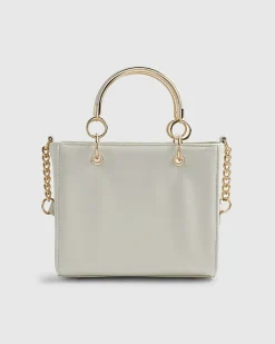 Cream Floral Applique Tote Bag
