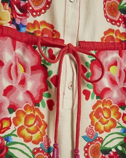 Cream Floral Collared Playsuit