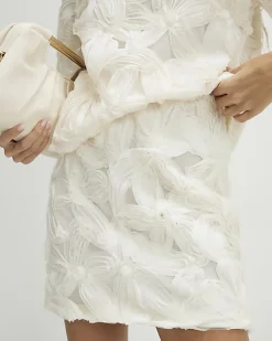 Cream Floral 3D Mini Skirt