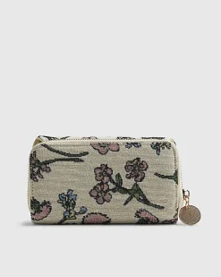 Cream Floral Jacquard Logo Flap Purse