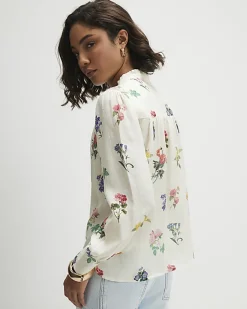 Cream Floral Long Sleeve Blouse