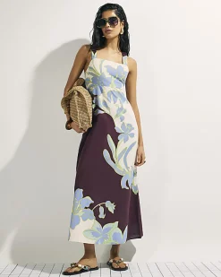 Cream Floral Midi Dress