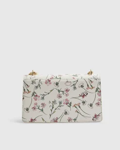 Cream Floral Panelled Shoulder Bag