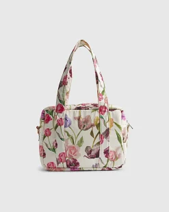 Cream Floral Print Holdall Bag