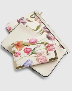 Cream Floral Travel Wallet Bundle