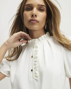 Cream Frill Trim Mini Dress