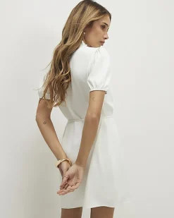 Cream Frill Trim Mini Dress