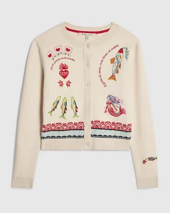 Cream Fun Embroidered Cardigan
