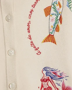 Cream Fun Embroidered Cardigan