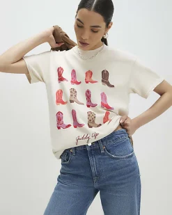 Cream Giddy Up Embroidered T-shirt