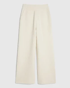 Cream Jacquard Texture Wide Leg Trousers
