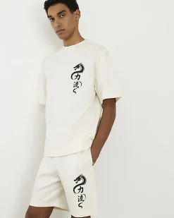 Cream Japanese T-Shirt and Shorts Set