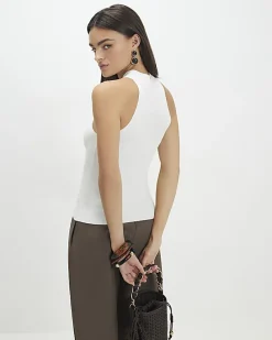 Cream Knitted Halter Neck Top