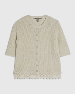 Cream Lace Hem Knitted Top