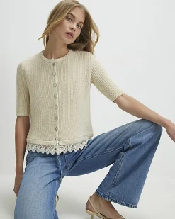 Cream Lace Hem Knitted Top