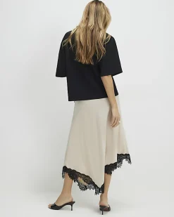 Cream Lace Hybrid T-Shirt Maxi Dress