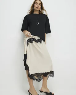 Cream Lace Hybrid T-Shirt Maxi Dress