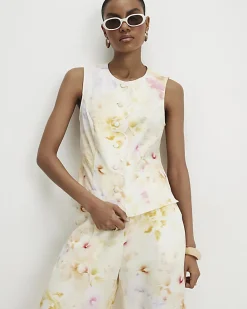 Cream Linen Blend Scallop Trim Waistcoat