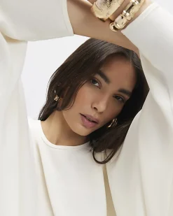 Cream Long Sleeve Batwing Top