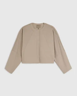 Cream Long Sleeve Bomber Jacket