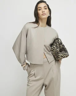 Cream Long Sleeve Bomber Jacket