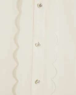 Cream Long Sleeve Scallop Trim Shirt