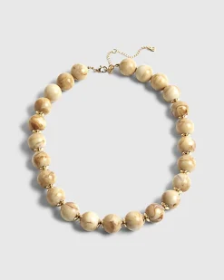 Cream Marble Beaded Necklace