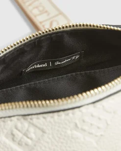 Cream Metal Corner Monogram Print Bowler Bag
